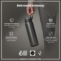 ion8 1-litrová nerezová fľaša na vodu, sivá, nepriepustná, otváranie jednou rukou, vhodná do umývačky riadu, ľahká, vyklápací uzáver, s pútkom na nosenie 7