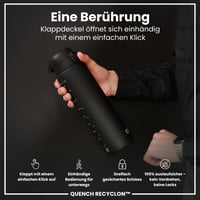 Fľaša na vodu ion8 1000 ml – Nepriepustná, otváranie jednou rukou, vhodná do umývačky riadu, bez BPA, s držadlom na prenášanie, na šport a do posilňovne, čierna 3