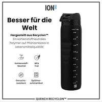 Fľaša na vodu ion8 1000 ml – Nepriepustná, otváranie jednou rukou, vhodná do umývačky riadu, bez BPA, s držadlom na prenášanie, na šport a do posilňovne, čierna 5