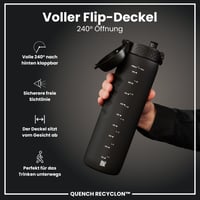Fľaša na vodu ion8 1000 ml – Nepriepustná, otváranie jednou rukou, vhodná do umývačky riadu, bez BPA, s držadlom na prenášanie, na šport a do posilňovne, čierna 4
