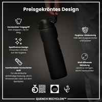 Fľaša na vodu ion8 1000 ml – Nepriepustná, otváranie jednou rukou, vhodná do umývačky riadu, bez BPA, s držadlom na prenášanie, na šport a do posilňovne, čierna 6