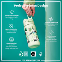 ion8 Evo szigetelt rozsdamentes acél gyerek kulacs, szivárgásbiztos - panda - 320 ml 6