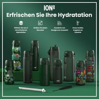 ION8 600ml Könnyű Acél Ivópalack Szivárgásmentes Flip Fedéllel és Hordozófogantyúval - Evo, Dark Green, Steel 7