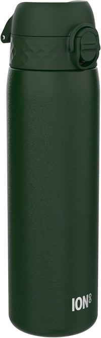 ION8 600ml Könnyű Acél Ivópalack Szivárgásmentes Flip Fedéllel és Hordozófogantyúval - Evo, Dark Green, Steel 1