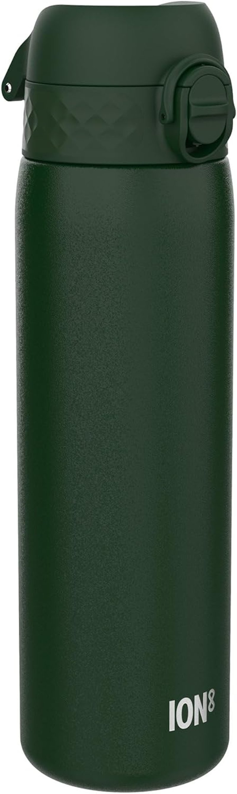 ION8 600ml Könnyű Acél Ivópalack Szivárgásmentes Flip Fedéllel és Hordozófogantyúval - Evo, Dark Green, Steel