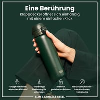 ION8 600ml Könnyű Acél Ivópalack Szivárgásmentes Flip Fedéllel és Hordozófogantyúval - Evo, Dark Green, Steel 3