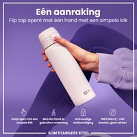 Nerezová fľaša na vodu ion8 600 ml, fialová, nepriepustná, otváranie jednou rukou, vhodná do umývačky riadu, vyklápacie viečko, pútko na nosenie, odolná proti poškriabaniu 3