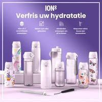 Nerezová fľaša na vodu ion8 600 ml, fialová, nepriepustná, otváranie jednou rukou, vhodná do umývačky riadu, vyklápacie viečko, pútko na nosenie, odolná proti poškriabaniu 7