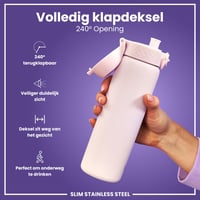 Nerezová fľaša na vodu ion8 600 ml, fialová, nepriepustná, otváranie jednou rukou, vhodná do umývačky riadu, vyklápacie viečko, pútko na nosenie, odolná proti poškriabaniu 4