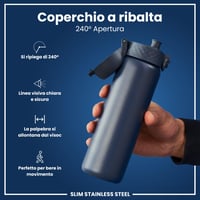 Oceľová fľaša na vodu Ion8 600 ml, nepriepustná, otváranie jednou rukou, vhodná do umývačky riadu, bez BPA, s úchytom na prenášanie, pasuje do držiaka na nápoje, námornícka modrá 4