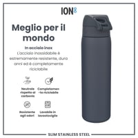 Oceľová fľaša na vodu Ion8 600 ml, nepriepustná, otváranie jednou rukou, vhodná do umývačky riadu, bez BPA, s úchytom na prenášanie, pasuje do držiaka na nápoje, námornícka modrá 5
