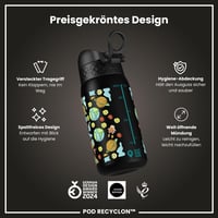 Detská fľaša na vodu ion8 350 ml, odolná voči vytekaniu, otváranie jednou rukou, bezpečnostný uzáver, vhodná do umývačky riadu, bez BPA, držadlo na prenášanie, skladacie viečko 6