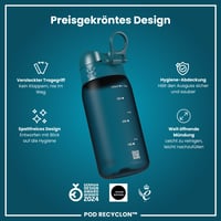 Detská fľaša na vodu ion8 350 ml, tmavotyrkysová, nepriepustná, otváranie jednou rukou, vhodná do umývačky riadu, bez BPA, s držadlom, vyklápací uzáver 6