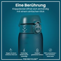 Detská fľaša na vodu ion8 350 ml, tmavotyrkysová, nepriepustná, otváranie jednou rukou, vhodná do umývačky riadu, bez BPA, s držadlom, vyklápací uzáver 3