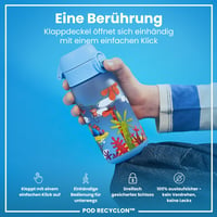Sticlă pentru copii ion8, 350 ml, Etanșă, Deschidere cu o singură mână, Închidere sigură, Lavabilă în mașina de spălat vase, Fără BPA, Mâner pentru transport, Capac cu deschidere rabatabilă, Safari 3