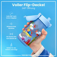 Sticlă pentru copii ion8, 350 ml, Etanșă, Deschidere cu o singură mână, Închidere sigură, Lavabilă în mașina de spălat vase, Fără BPA, Mâner pentru transport, Capac cu deschidere rabatabilă, Safari 4