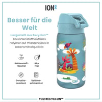 Sticlă pentru copii ion8, 350 ml, Etanșă, Deschidere cu o singură mână, Închidere sigură, Lavabilă în mașina de spălat vase, Fără BPA, Mâner pentru transport, Capac cu deschidere rabatabilă, Safari 5