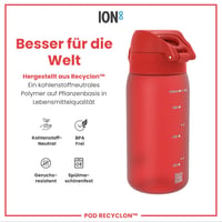 Detská fľaša na vodu ion8 350 ml, nepriepustná, otváranie jednou rukou, bez BPA, vhodná do umývačky riadu, vyklápací uzáver, pútko na prenášanie, červená 6