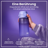 Detská fľaša ion8 350 ml, svetlofialová, nepriepustná, otváranie jednou rukou, bez BPA — výrazne opotrebovaný výrobok (stav: pozri 2. obrázok) 6
