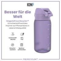 Detská fľaša ion8 350 ml, svetlofialová, nepriepustná, otváranie jednou rukou, bez BPA — výrazne opotrebovaný výrobok (stav: pozri 2. obrázok) 8
