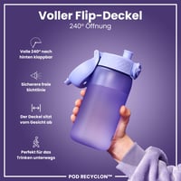 Detská fľaša ion8 350 ml, svetlofialová, nepriepustná, otváranie jednou rukou, bez BPA — výrazne opotrebovaný výrobok (stav: pozri 2. obrázok) 7