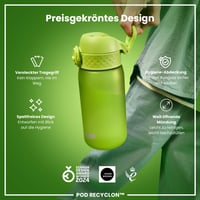 Sticlă pentru copii ion8, 350 ml, Etanșă, Deschidere cu o singură mână, Lavabilă în mașina de spălat vase, Fără BPA, Mâner de transport, Capac cu protecție, Verde 7