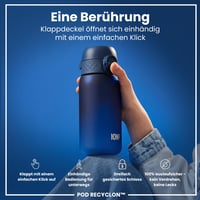 Detská fľaša na vodu ion8 350 ml, nepriepustná, otváranie jednou rukou, vhodná do umývačky riadu, bez obsahu BPA, rukoväť na prenášanie, výklopné veko, klimaticky neutrálna 3