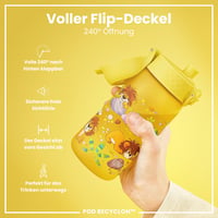 Detská fľaša na vodu ion8 350 ml, nepriepustná, otváranie jednou rukou, vhodná do umývačky riadu, bez BPA, s rúčkou, s vyklápacím viečkom, dizajn Babylöwen 4