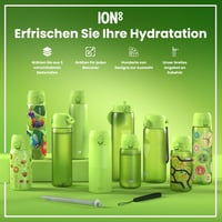 Sticlă pentru copii ion8, 350 ml, Etanșă, Deschidere cu o singură mână, Lavabilă în mașina de spălat vase, Fără BPA, Mâner de transport, Capac cu protecție, Verde 8