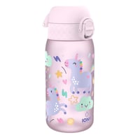 Detská fľaša na vodu ion8 350 ml, nepriepustná, otváranie jednou rukou, vhodná do umývačky riadu, bez BPA, s úchytom na prenášanie, výklopný uzáver, s motívom jednorožca 1
