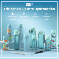 Detská fľaša na vodu ion8 350 ml, nepriepustná, otváranie jednou rukou, vhodná do umývačky riadu, bez BPA, s úchytom na prenášanie, výklopné viečko, motív robota 7