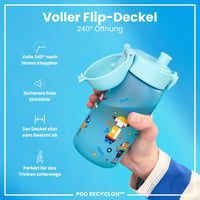 Detská fľaša na vodu ion8 350 ml, nepriepustná, otváranie jednou rukou, vhodná do umývačky riadu, bez BPA, s úchytom na prenášanie, výklopné viečko, motív robota 4