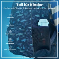 Detská fľaša na vodu ion8 350 ml, nepriepustná, otváranie jednou rukou, vhodná do umývačky riadu, bez BPA, s úchytom na prenášanie, výklopné viečko, motív robota 2