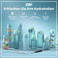 Detská nerezová fľaša ion8, 400 ml, so vzorom žraloka, nepriepustná, otváranie jednou rukou, výklopný uzáver, vhodná do umývačky riadu, ľahká 7
