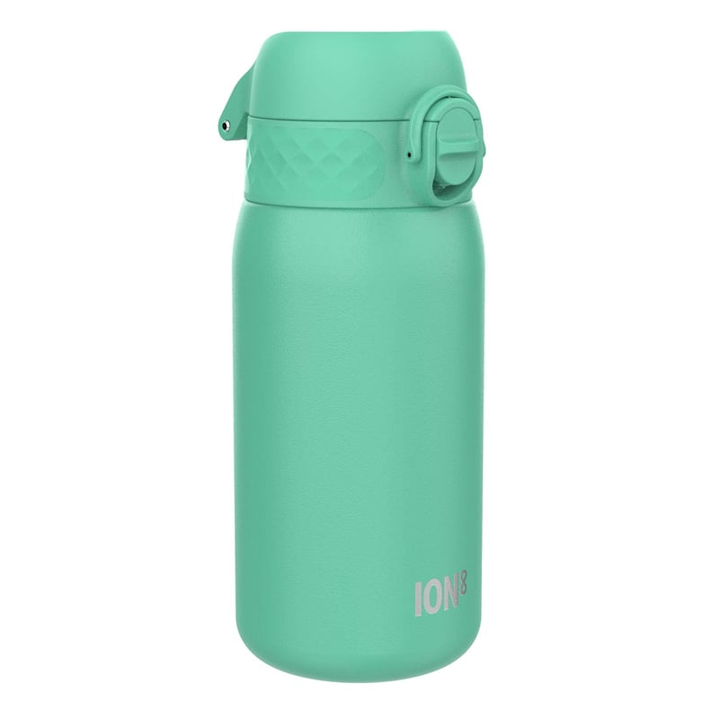Detská nerezová fľaša ion8 400 ml benzínová, neizolovaná, nepriepustná, otváranie jednou rukou, vhodná do umývačky riadu, uzáver s poistkou, rukoväť
