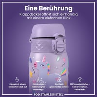 ion8 Evo gyerek kulacs rozsdamentes acél, szivárgásmentes, flip fedél - lila egyszarvús - 400 ml 3