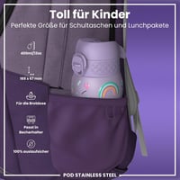 ion8 Evo gyerek kulacs rozsdamentes acél, szivárgásmentes, flip fedél - lila egyszarvús - 400 ml 2