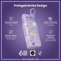 ion8 Evo gyerek kulacs rozsdamentes acél, szivárgásmentes, flip fedél - lila egyszarvús - 400 ml 6