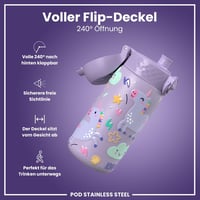 ion8 Evo gyerek kulacs rozsdamentes acél, szivárgásmentes, flip fedél - lila egyszarvús - 400 ml 4