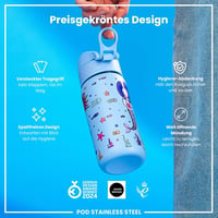 ion8 Gyerek Kulacs Rozsdamentes Acél 400ml Szivárgatásmentes Egy Kézzel Nyitható - 400 fluid ounces, Mermaids 6