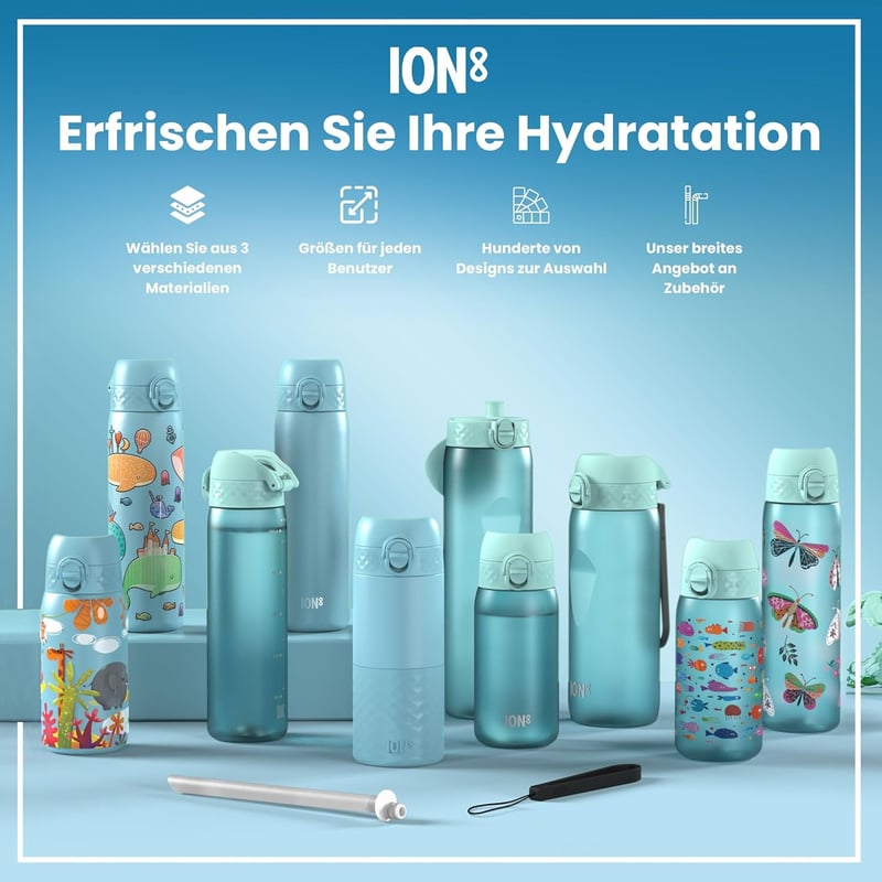 ion8 Gyerek Kulacs Rozsdamentes Acél 400ml Szivárgatásmentes Egy Kézzel Nyitható - 400 fluid ounces, Mermaids