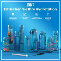 Detská nerezová fľaša na vodu ion8, 400 ml, plameniaky, nepriepustná, s výklopným viečkom, otváranie jednou rukou, vhodná do umývačky riadu, ľahká 7