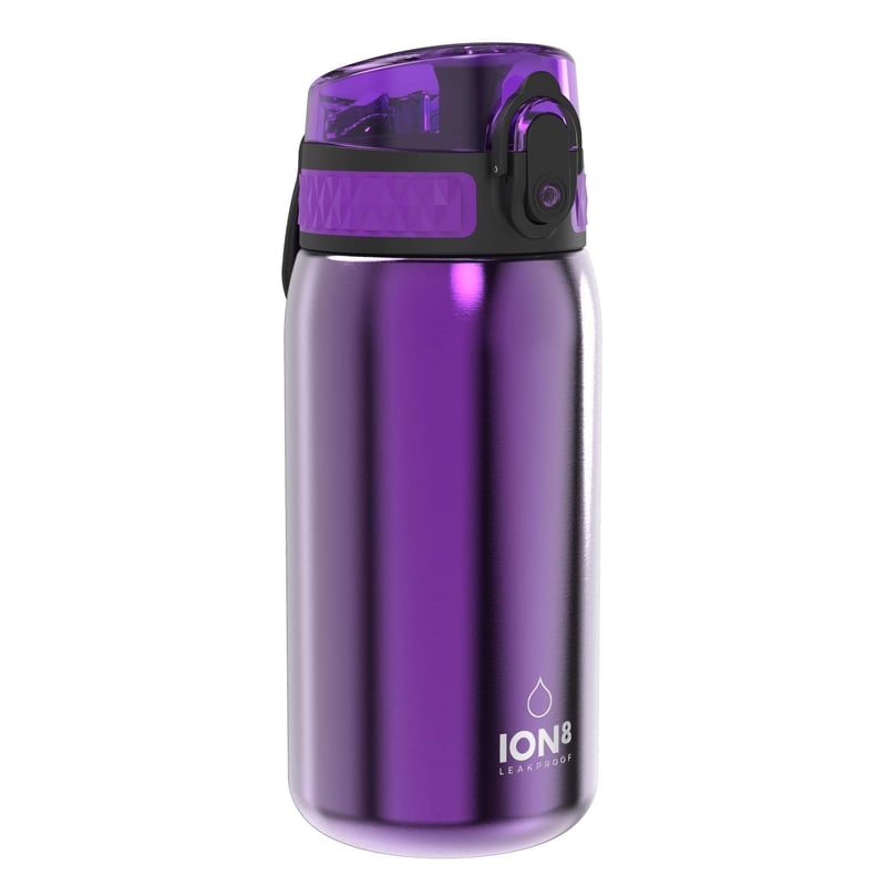 Detská nerezová fľaša na vodu ion8 400 ml – fialová