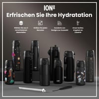 Sticlă de apă pentru copii ion8 din oțel inoxidabil 400 ml, etanșă, deschidere cu o singură mână, închidere de siguranță, lavabilă în mașina de spălat vase, mâner pliabil, negru 8