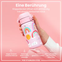 Detská nerezová fľaša na vodu ion8 400 ml, nepriepustná, otváranie jednou rukou, dúhový vzor — vyskúšaná (stav: pozri 2. obrázok) 6