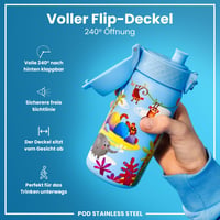 Detská nerezová fľaša na vodu ion8, 400 ml, motív Safari, nepriepustná, otváranie jednou rukou — používaná (stav: pozri 2. obrázok) 7
