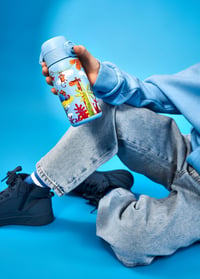 Detská nerezová fľaša na vodu ion8, 400 ml, motív Safari, nepriepustná, otváranie jednou rukou — používaná (stav: pozri 2. obrázok) 4