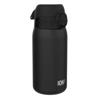 Sticlă de apă pentru copii ion8 din oțel inoxidabil 400 ml, etanșă, deschidere cu o singură mână, închidere de siguranță, lavabilă în mașina de spălat vase, mâner pliabil, negru 1