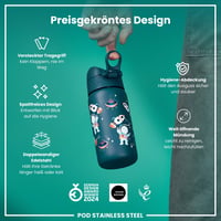 Detská nerezová termoska ion8 320 ml s motívom astronauta, nepriepustná, otváranie jednou rukou — používaná (stav: viď 2. obrázok) 9