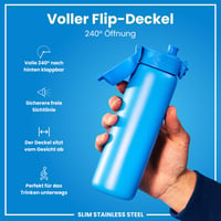 Sticlă de apă ușoară din oțel ION8 600 ml, Albastru, anti-scurgere, deschidere cu o singură mână, lavabilă în mașina de spălat vase, capac cu închidere rapidă, mâner de transport 5